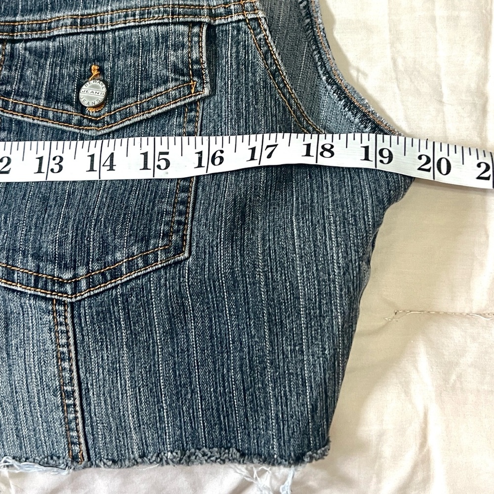 VTG Von Dutch Cropped Denim Vest Y2K 2000s Streetwear Logo Back Raw Hem Size M - Picture 6 of 7